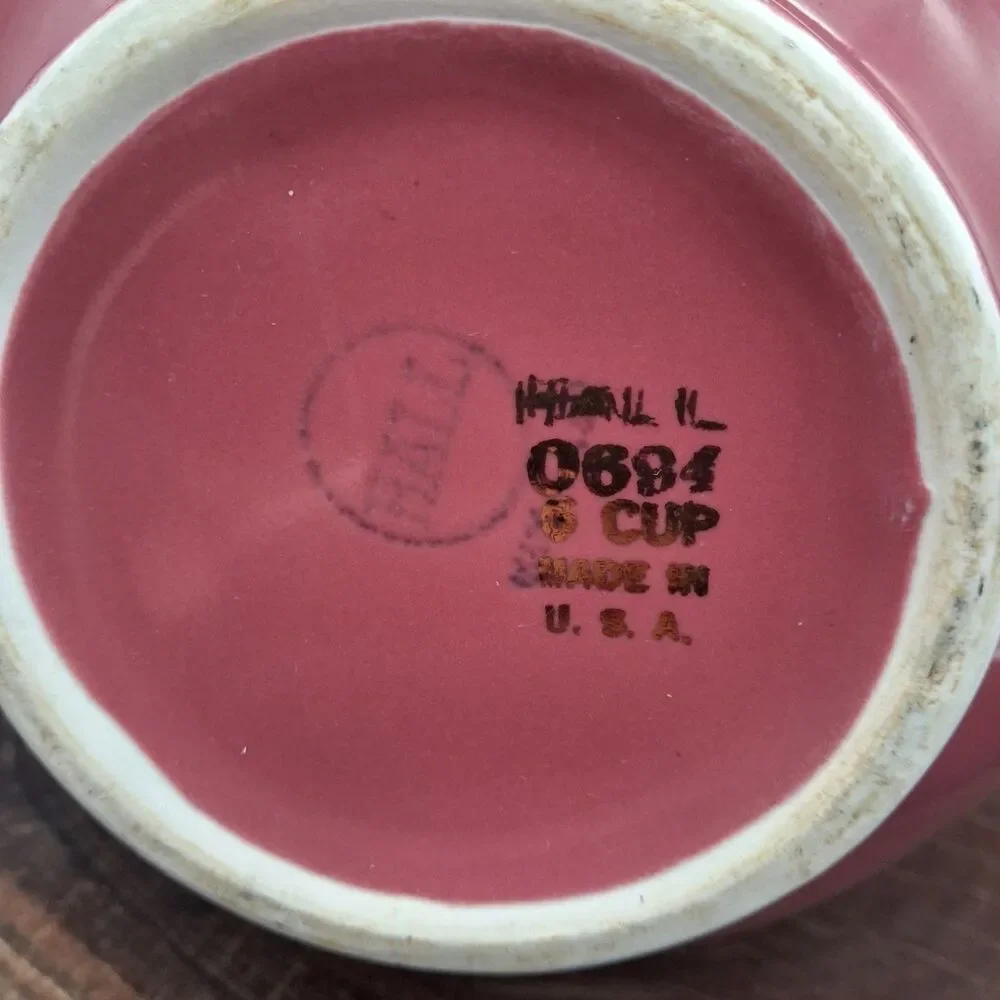 Vintage Hall China Windshield Teapot 6 Cup Orchid Pink Mauve Gold Roses 0691